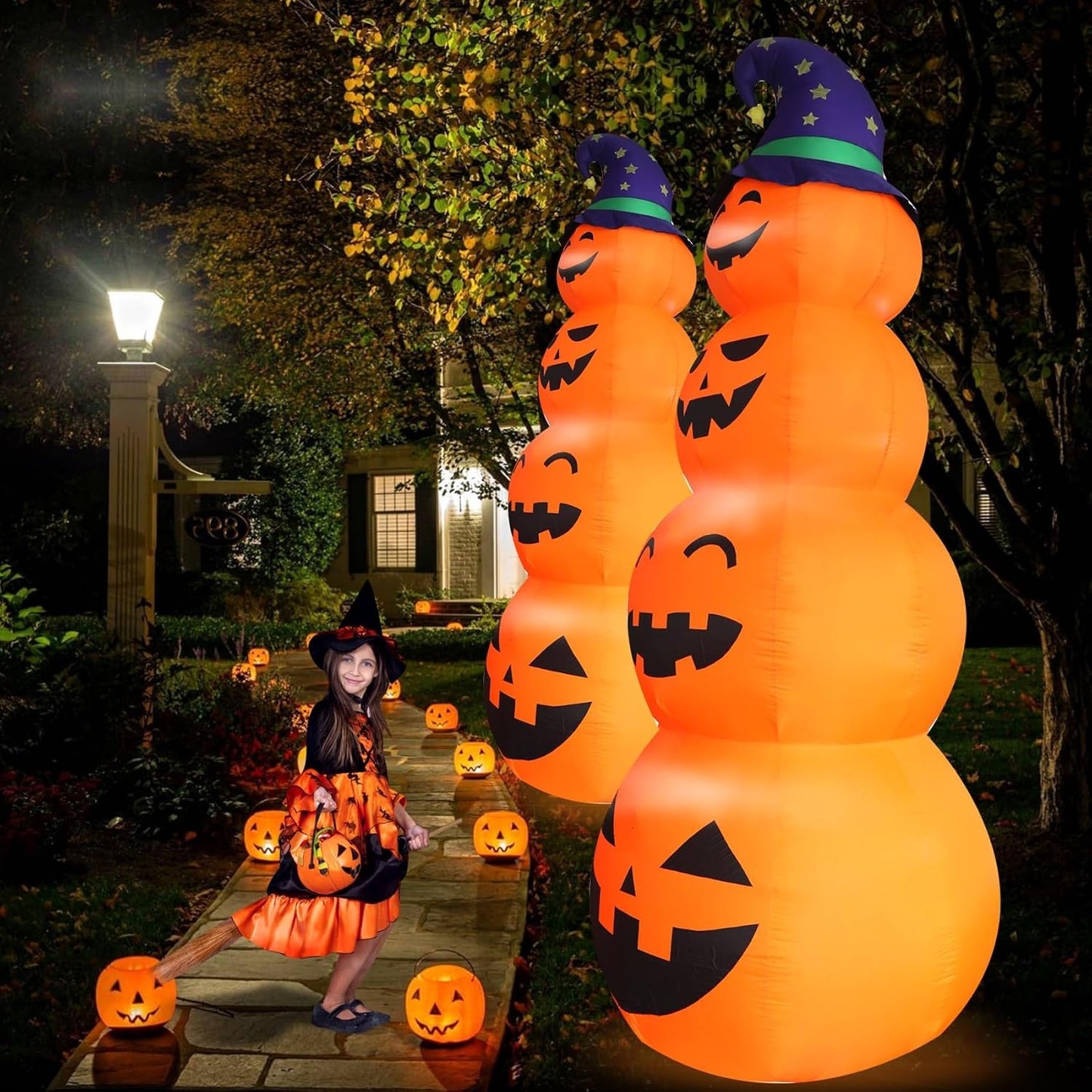 DearSun Calabazas inflables gigantes de Halloween apiladas de 12 pi...