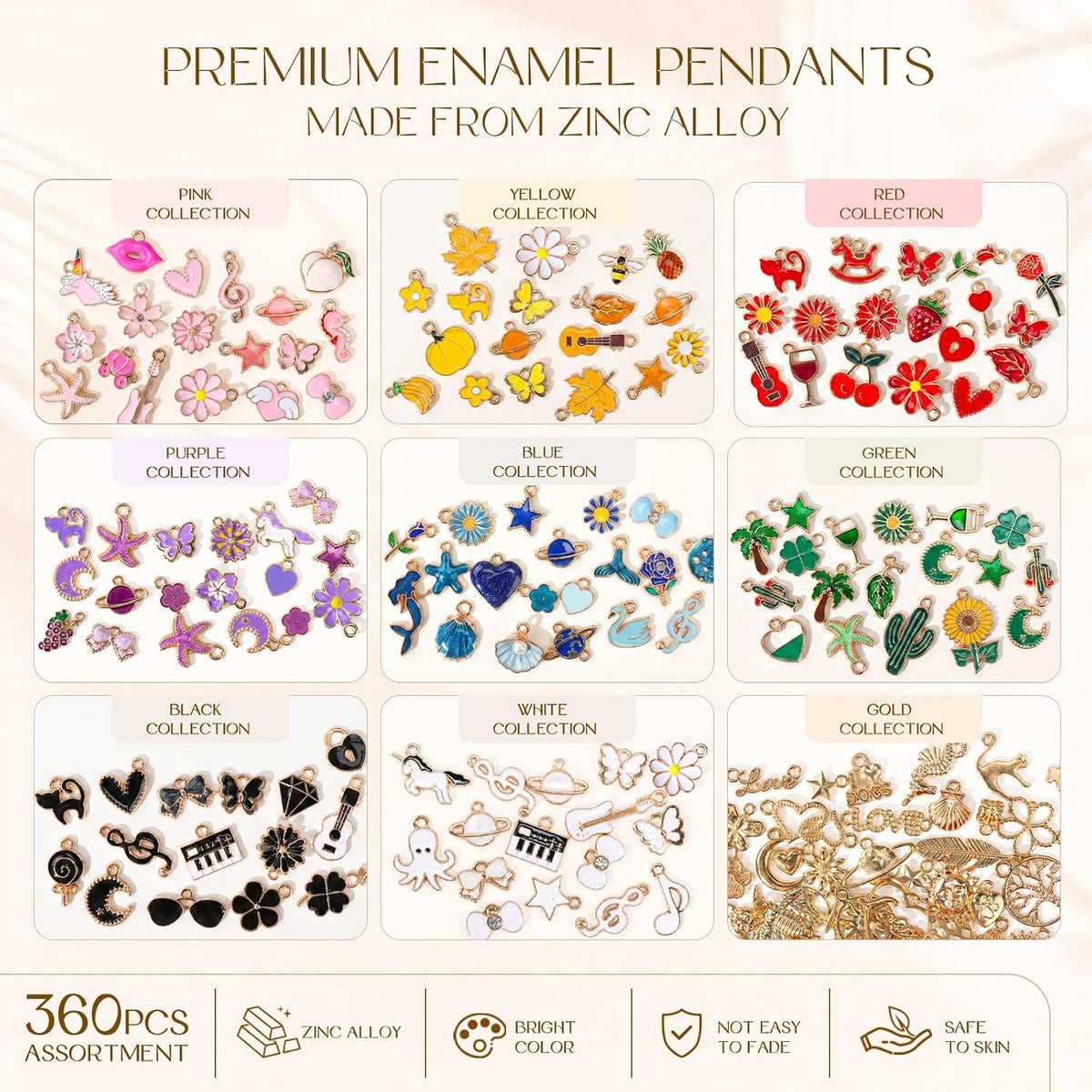 Sistenia 360 dijes para la fabricación de joyas, dijes de esmalte d...