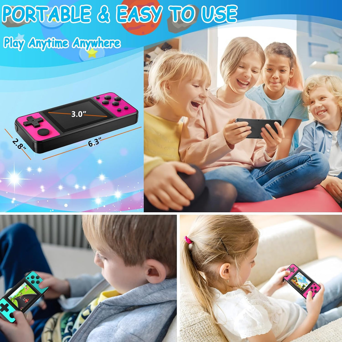 Juegos de mano de 32 bits para niños recargables incorporados 139 |...