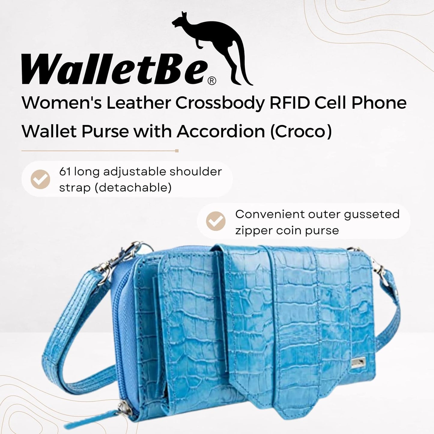 WalletBe Mini bolso cruzado de cuero para mujer con bloqueo RFID Pe...
