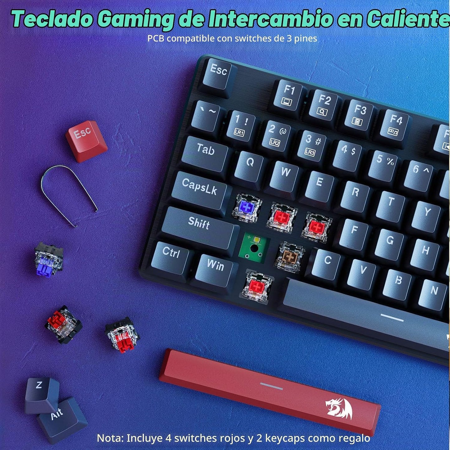 Redragon Teclado Mecánico para Juegos con Cable, 11 Modos Retroilum...