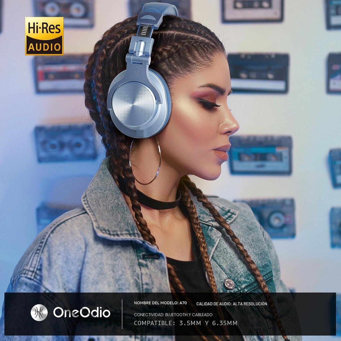 OneOdio Auriculares Bluetooth A70, estudio DJ con cable de alta res...