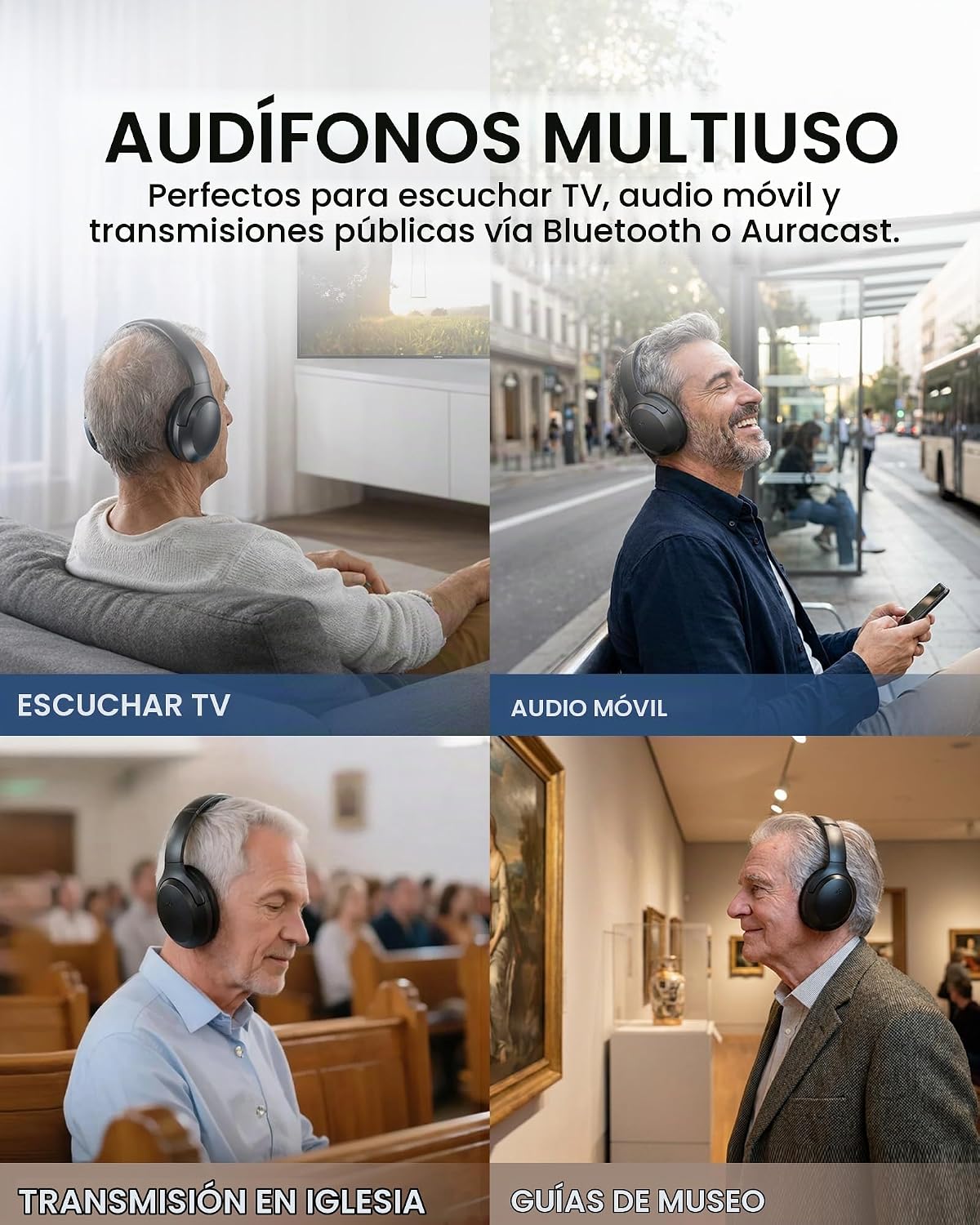 Avantree Duet Aura Auracast - Auriculares inalámbricos duales para...