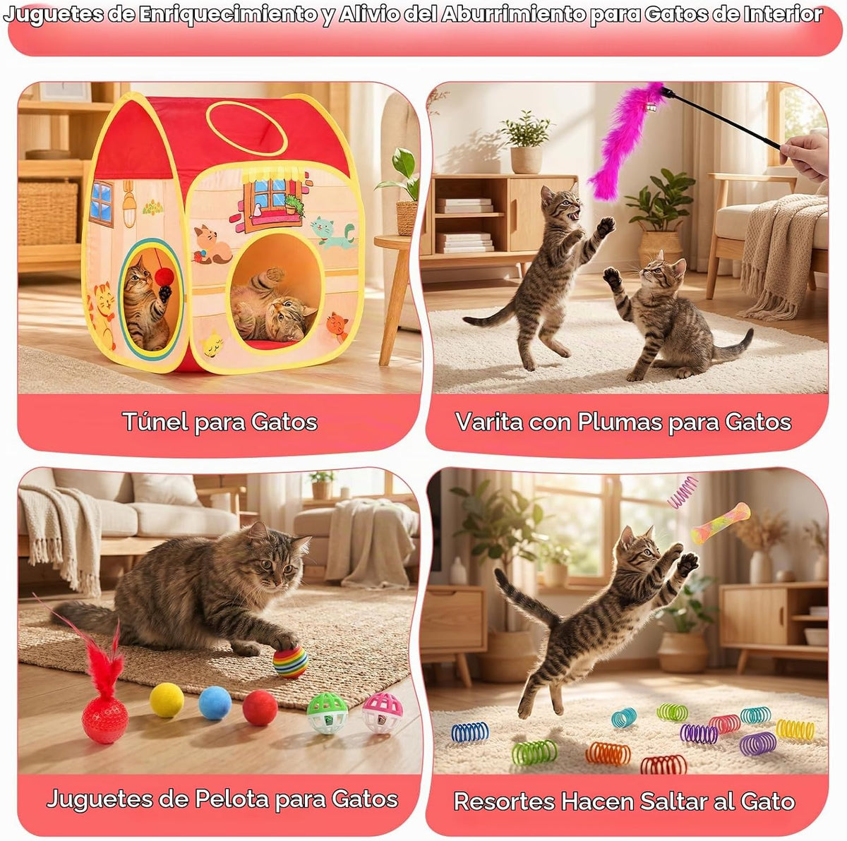 AILUKI Paquete variado de 33 juguetes para gatos de interior, juego...
