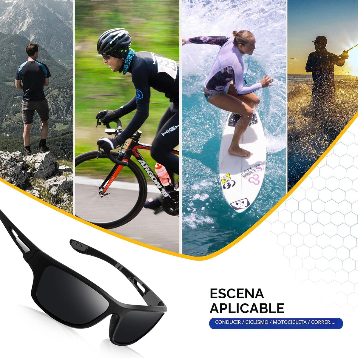 suoso Gafas de sol deportivas polarizadas para hombre: gafas de pro...