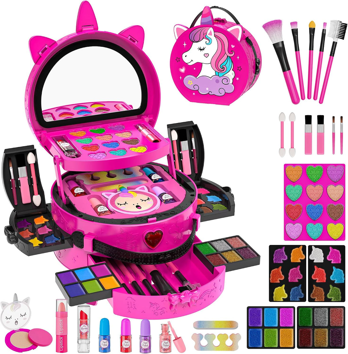 Kit de maquillaje de 59 piezas para niña, estuche de maquillaje lav...
