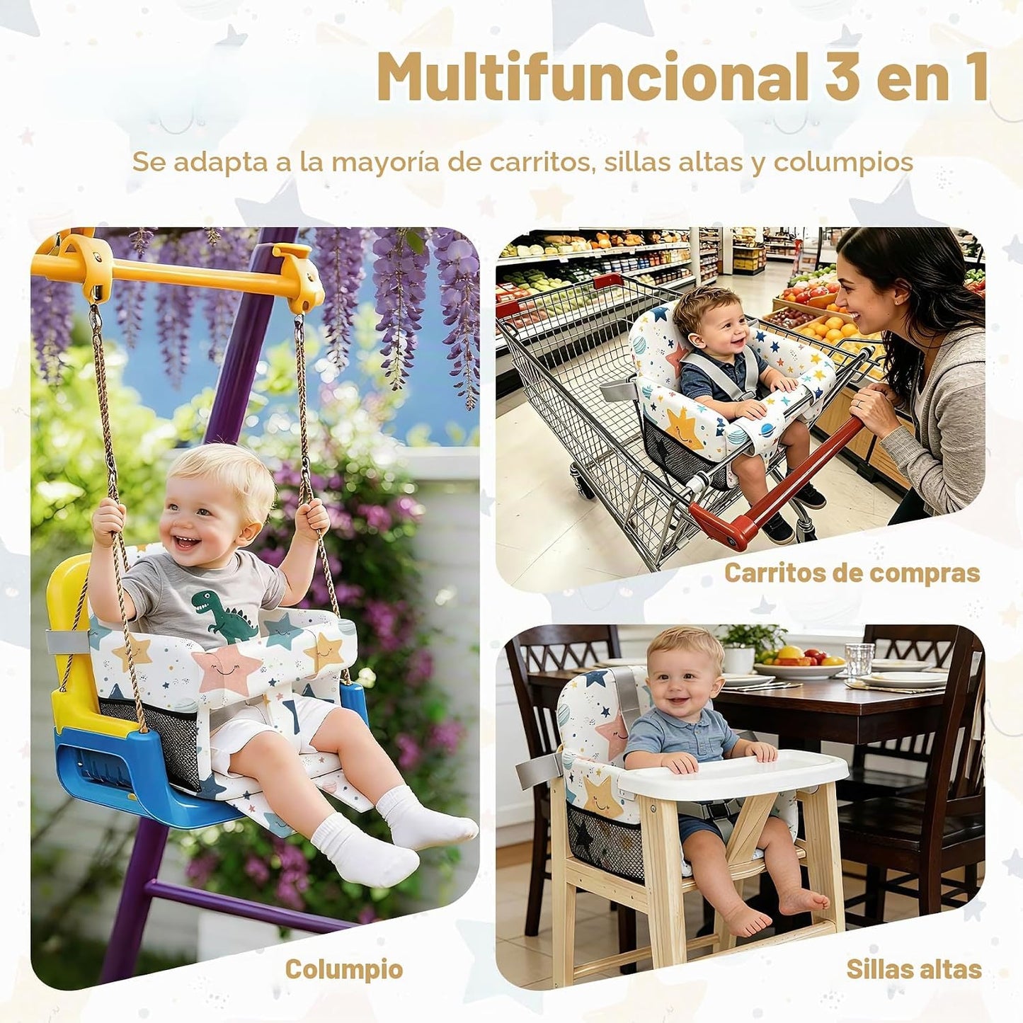 Funda de asiento de carrito de compras para bebé niña y niño, funda...