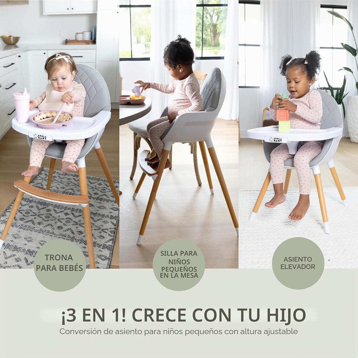 Silla alta convertible para bebés, niños pequeños, niños y niños \u...