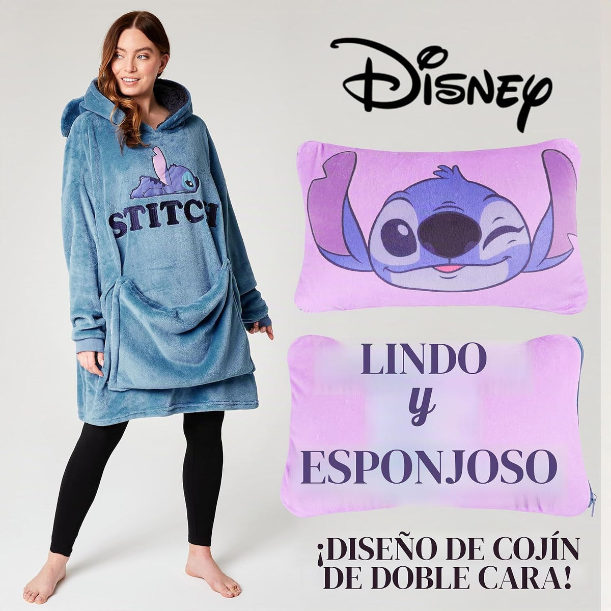 Disney Stitch Blanket - Sudadera con capucha para adultos, 2 en 1,...