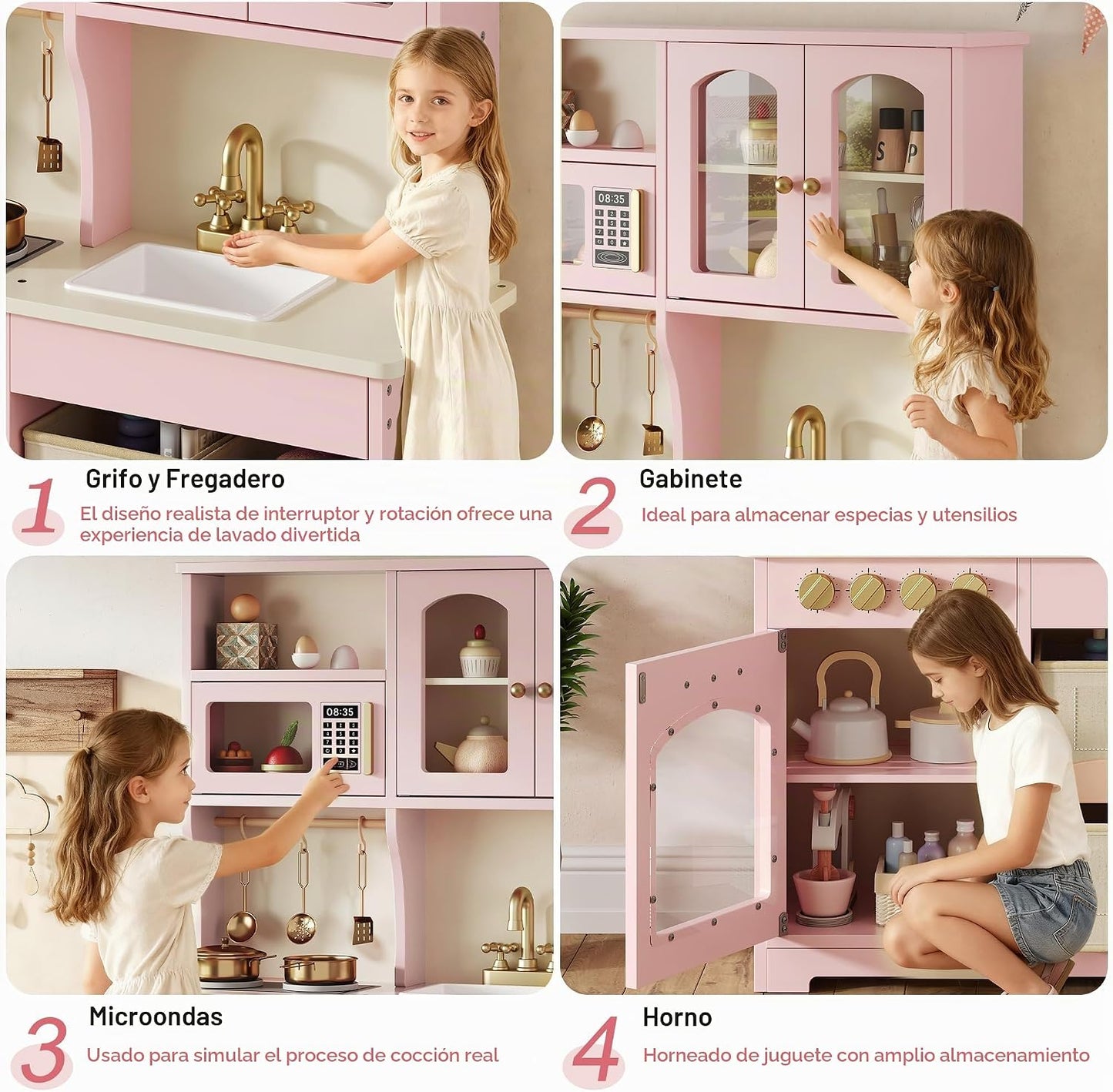 knoworld Cocina de Juguete para Niños, Juego de Cocina de Madera co...