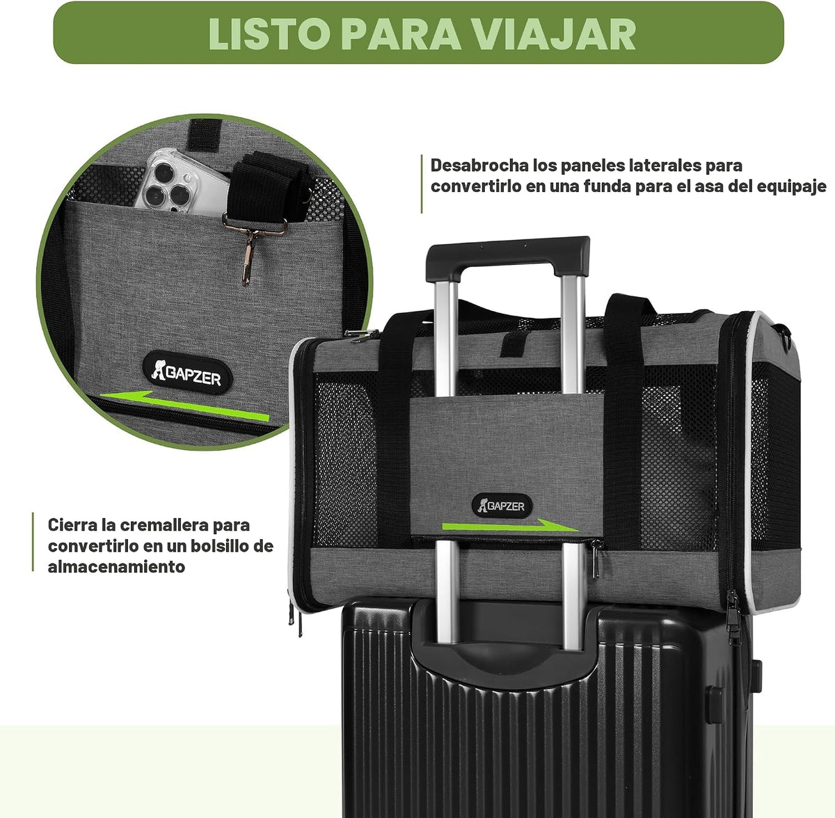 GAPZER - Transportador para gatos de 18 x 11 x 11 pulgadas, carga s...
