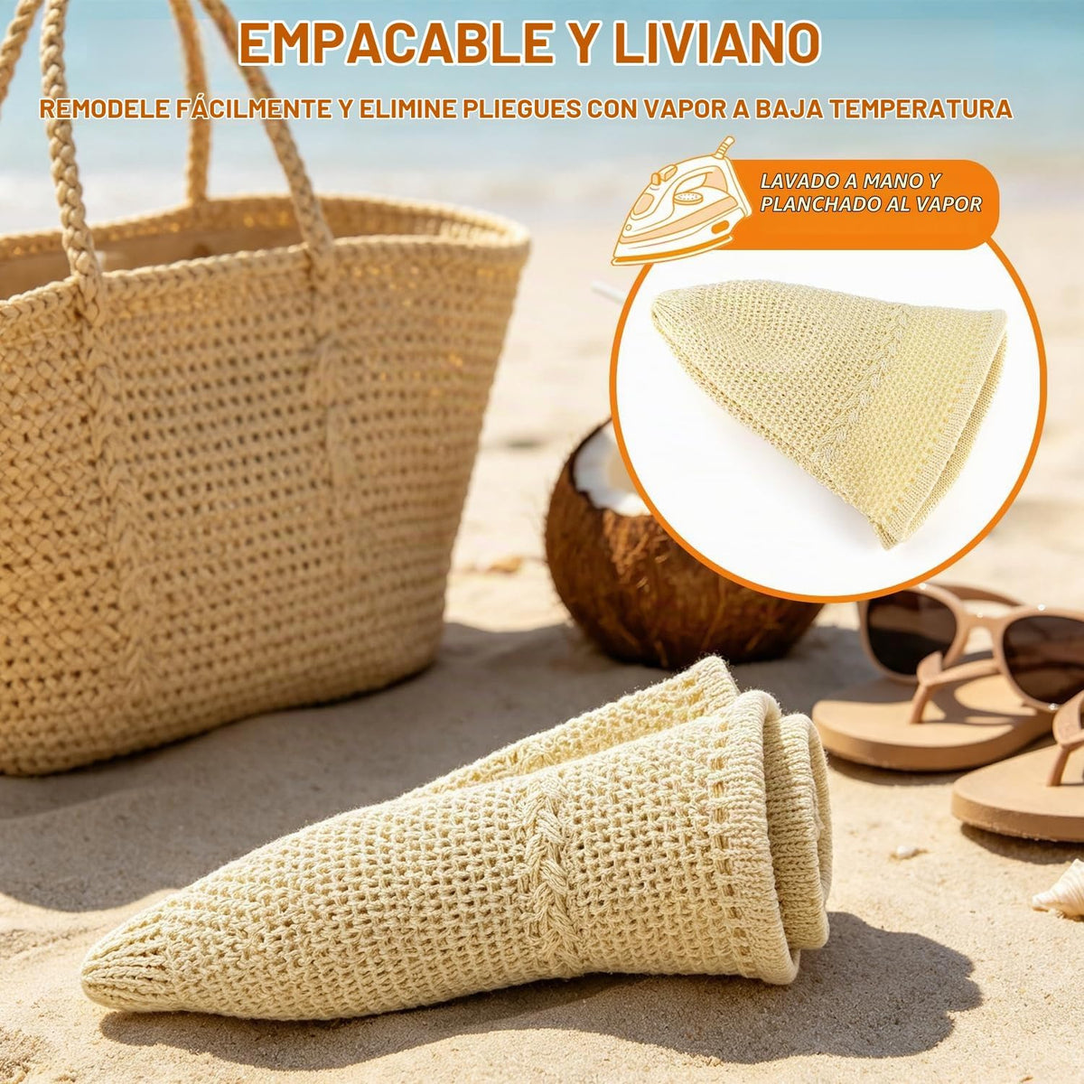 Sombrero de pescador de ganchillo para mujer, sombrero ligero de pa...