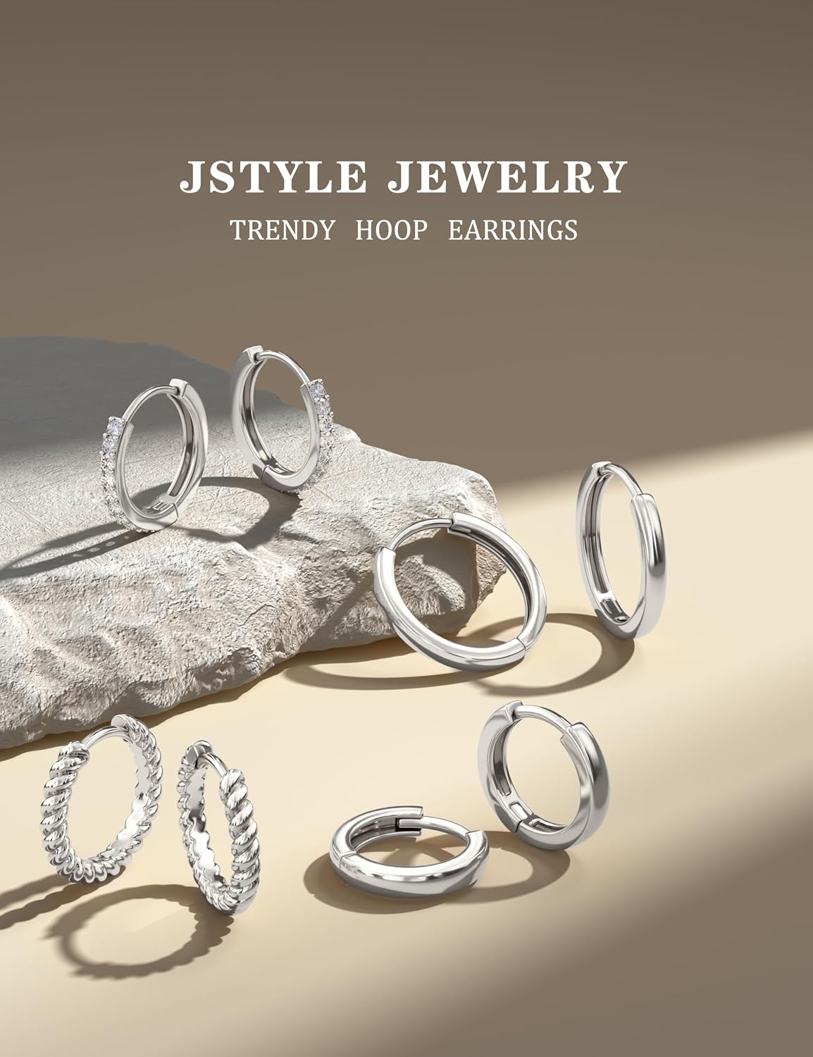 Jstyle Aretes de aro pequeños de oro para mujer, chapados en oro de...