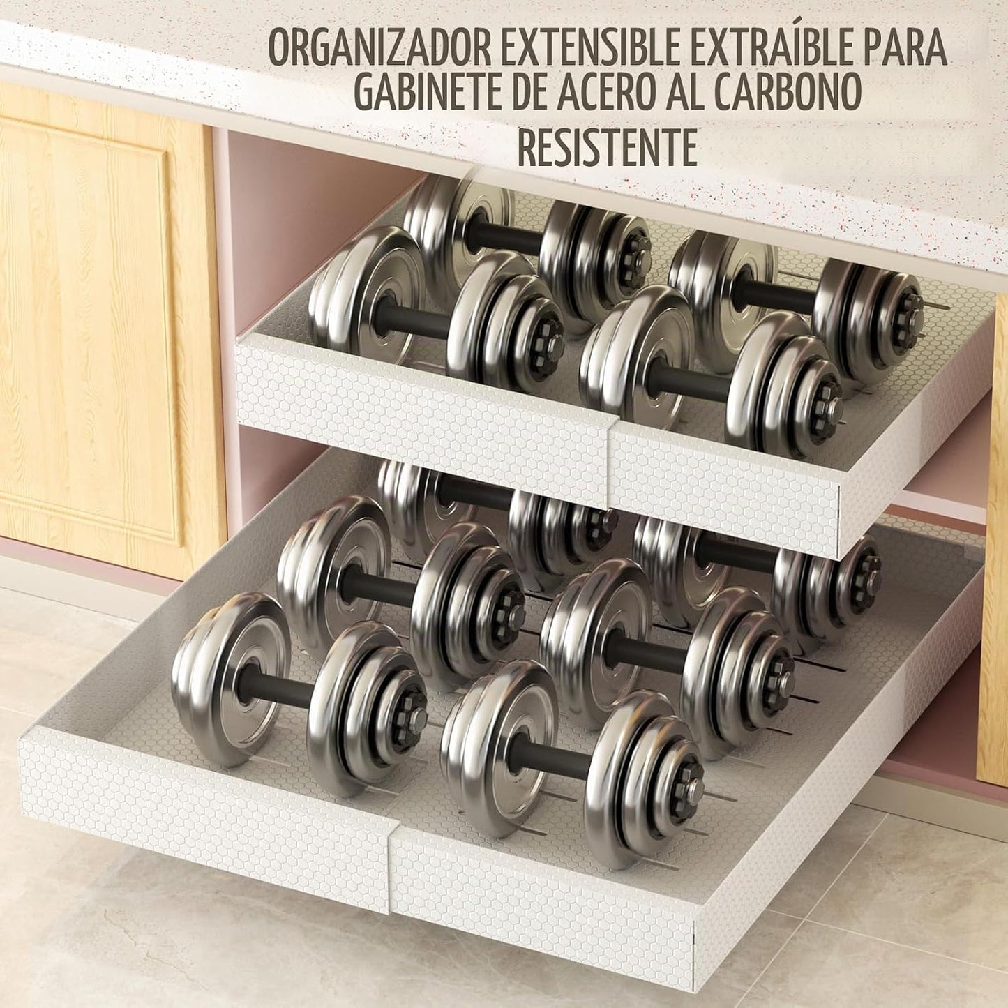 FLEKSO Organizador de gabinete extraíble, paquete de 2, expandible...