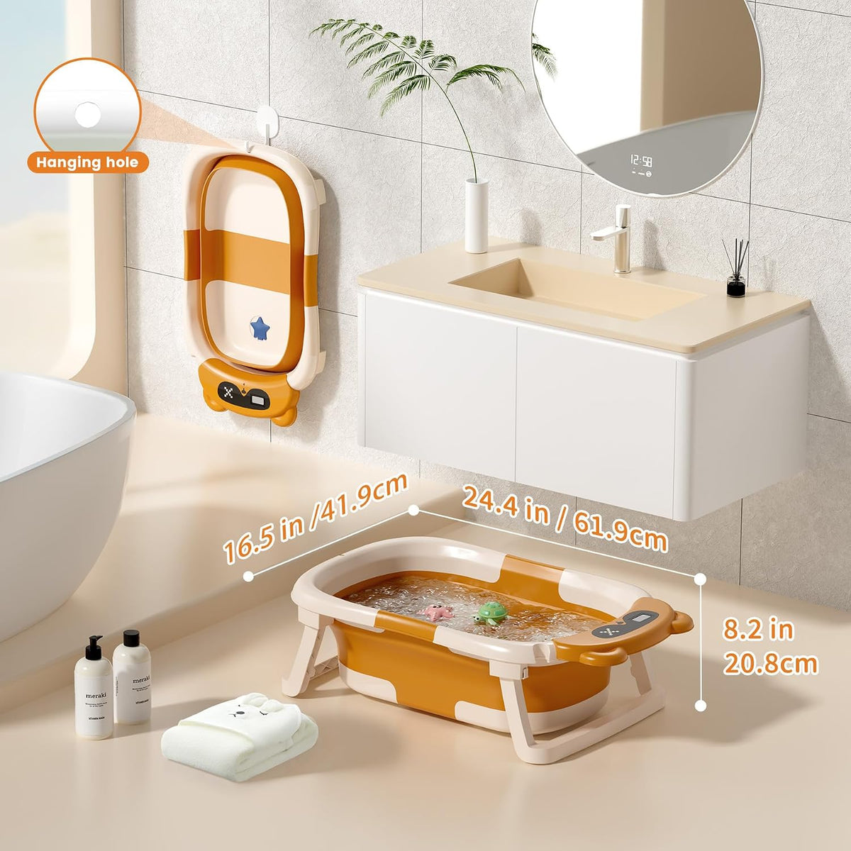 Kerbwry Bañera plegable para bebés recién nacidos y niños pequeños...