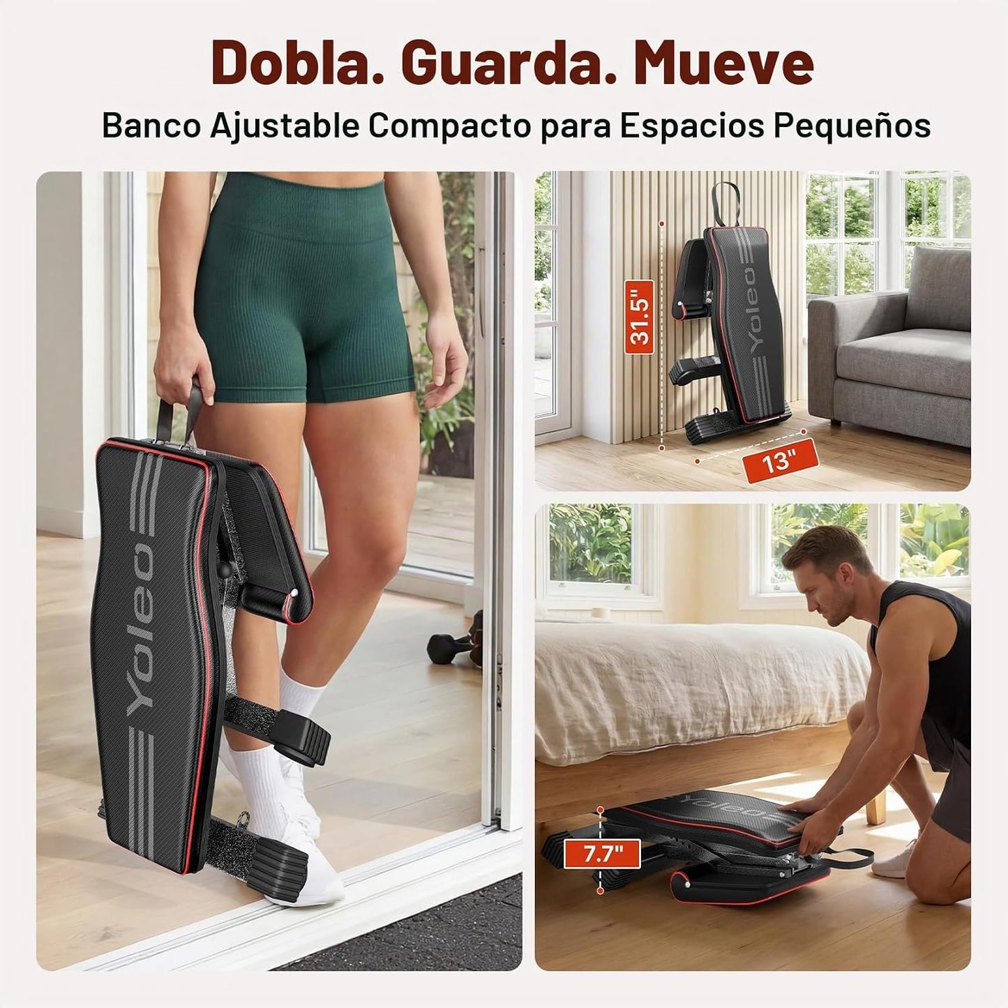 Banco de pesas ajustable YOLEO, certificado ASTM 827LBS | 98% premo...