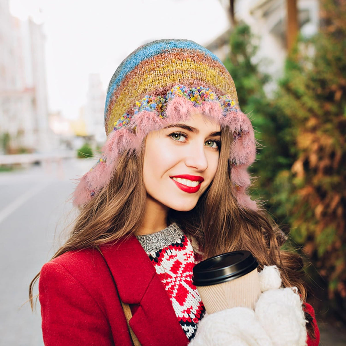 Busnos Gorros de ganchillo para mujer, gorro de moda para mujer, li...