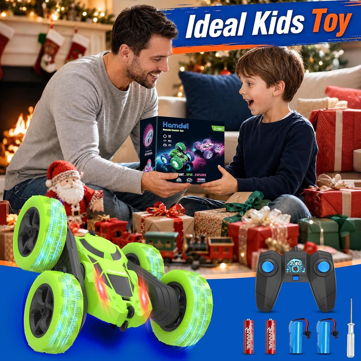 Hamdol Auto de acrobacias a control remoto para niños de 6 a 12 año...