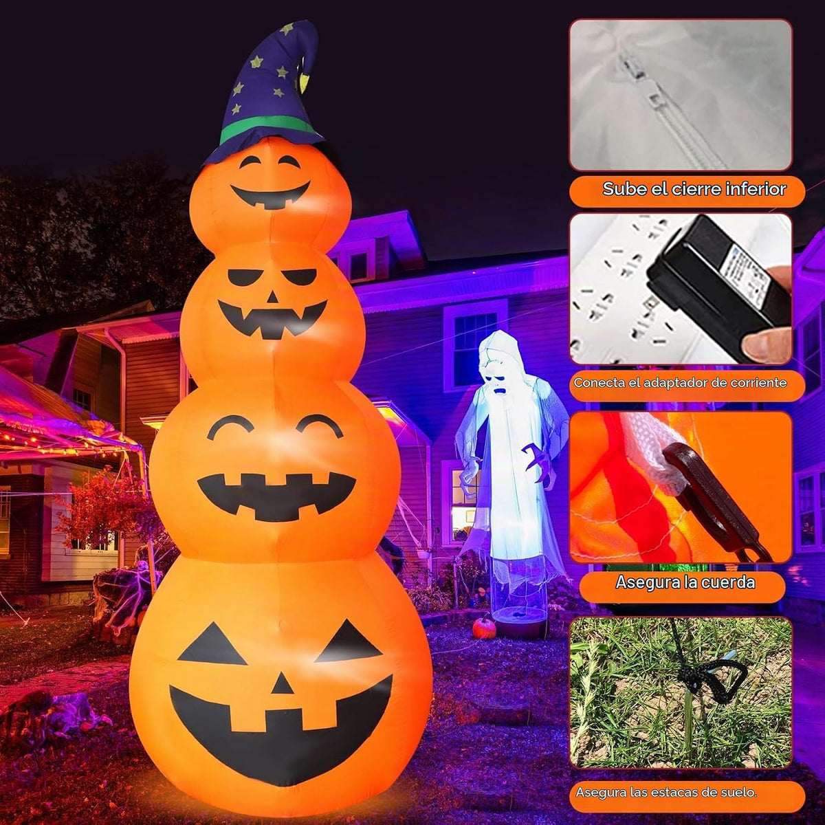 DearSun Calabazas inflables gigantes de Halloween apiladas de 12 pi...