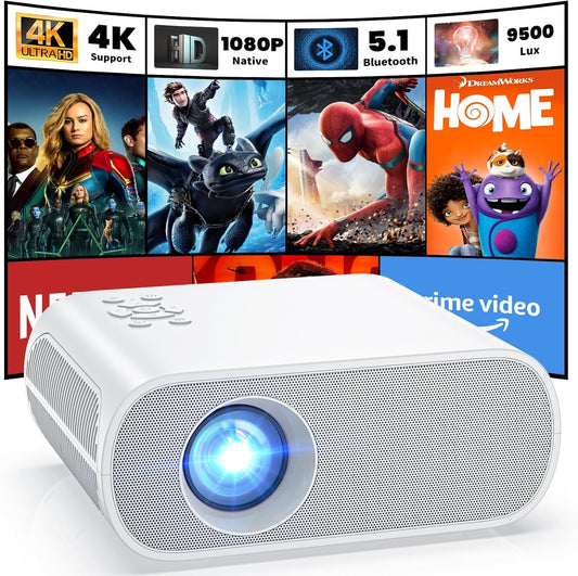 HOMPOW Proyector, Nativo 1080P Full HD Bluetooth Proyector con Alta...