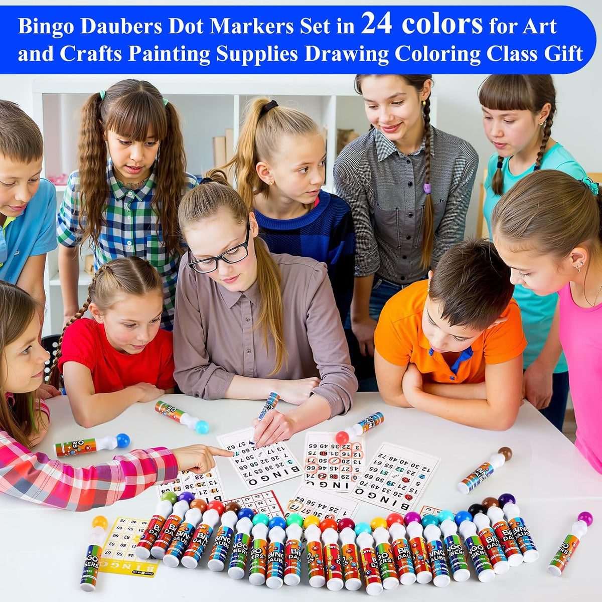Crtiin Paquete de 96 rotuladores de bingo a granel, 24 colores de m...