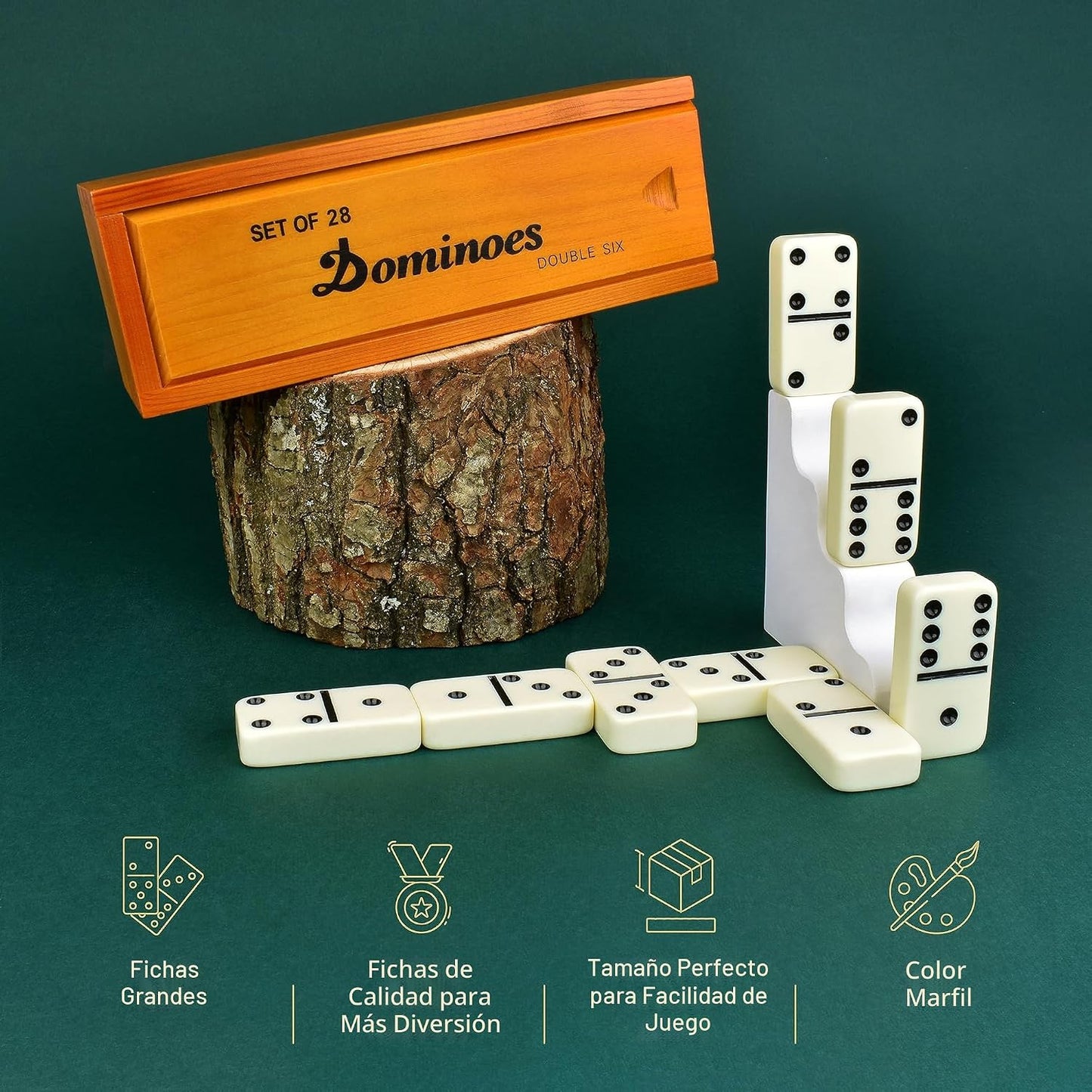 Conjunto de Dominós Jumbo de Queensell para Adultos y Niños \u2013...