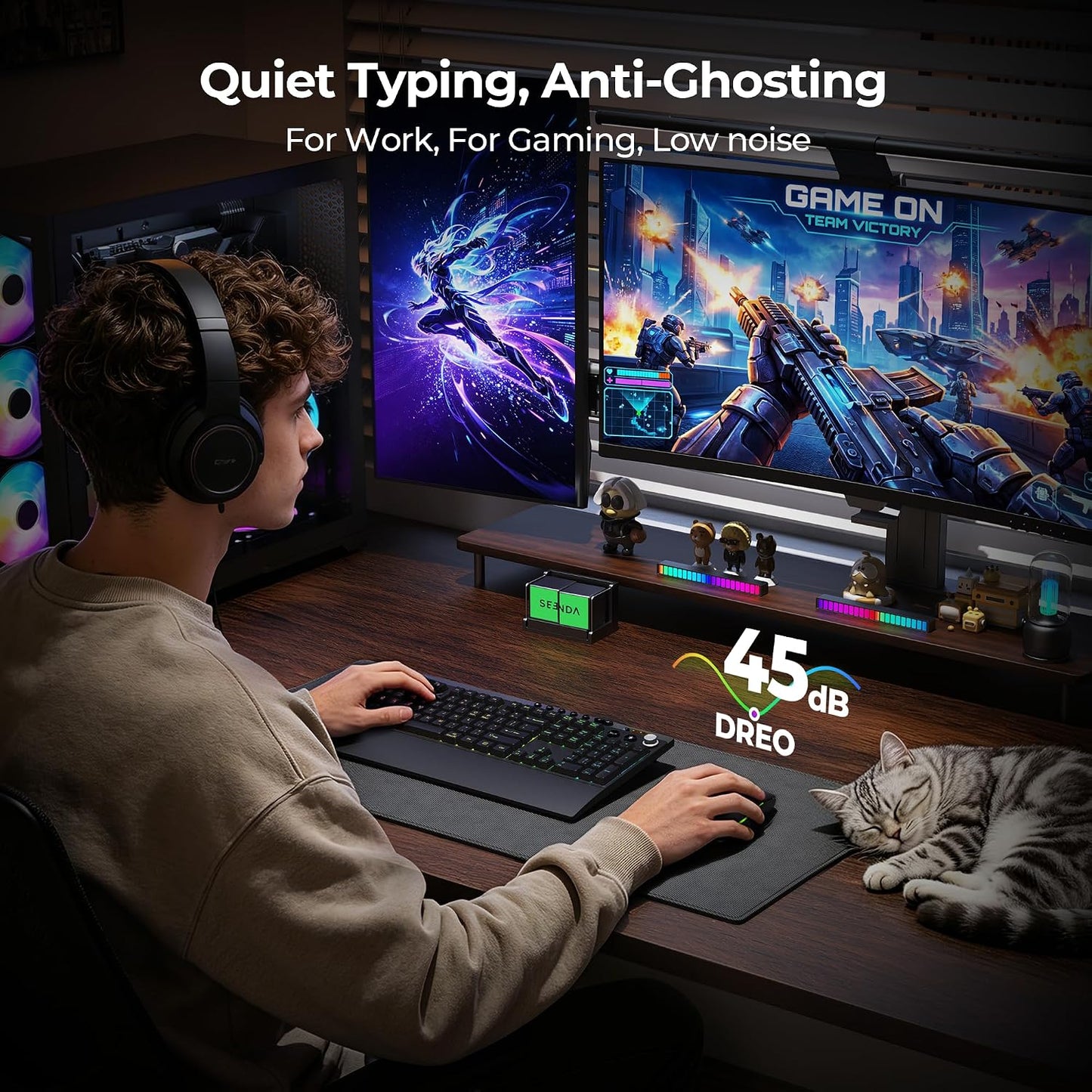seenda KMG500 Combo de teclado y mouse inalámbricos para juegos con...