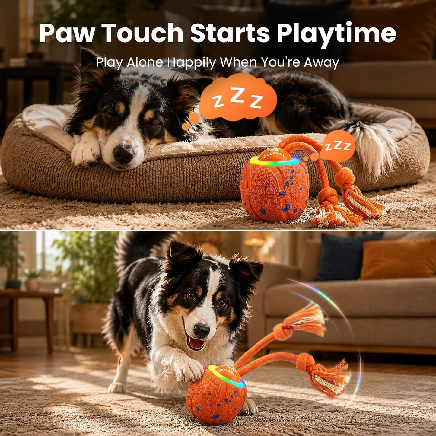 Ollapet Juguetes interactivos inteligentes para perros, bola rodant...
