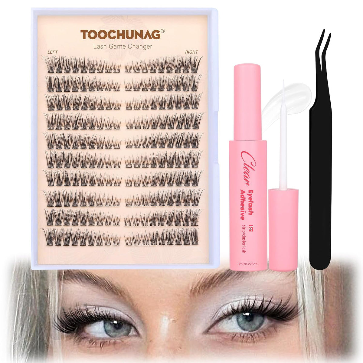 TOOCHUNAG Kit de Extensiones de Pestañas en Racimo Extensiones de P...