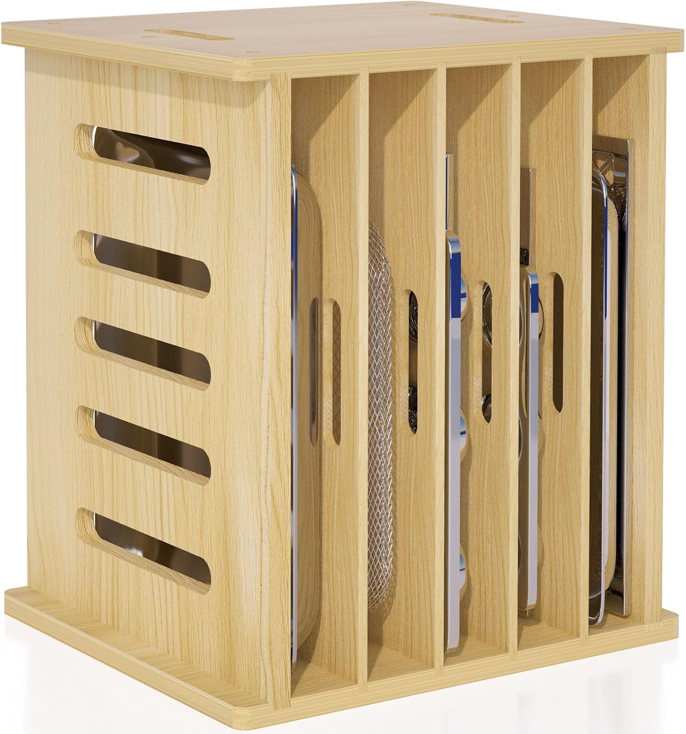 Exttlliy - Separadores de bandeja de madera de 6 niveles para armar...