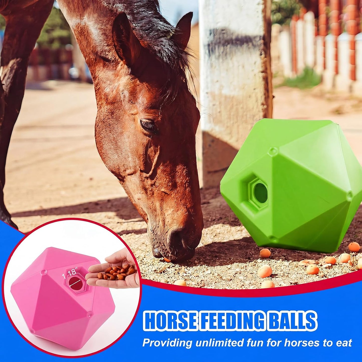 Seenelling Paquete de 2 bolas de golosinas para caballos, juguete a...