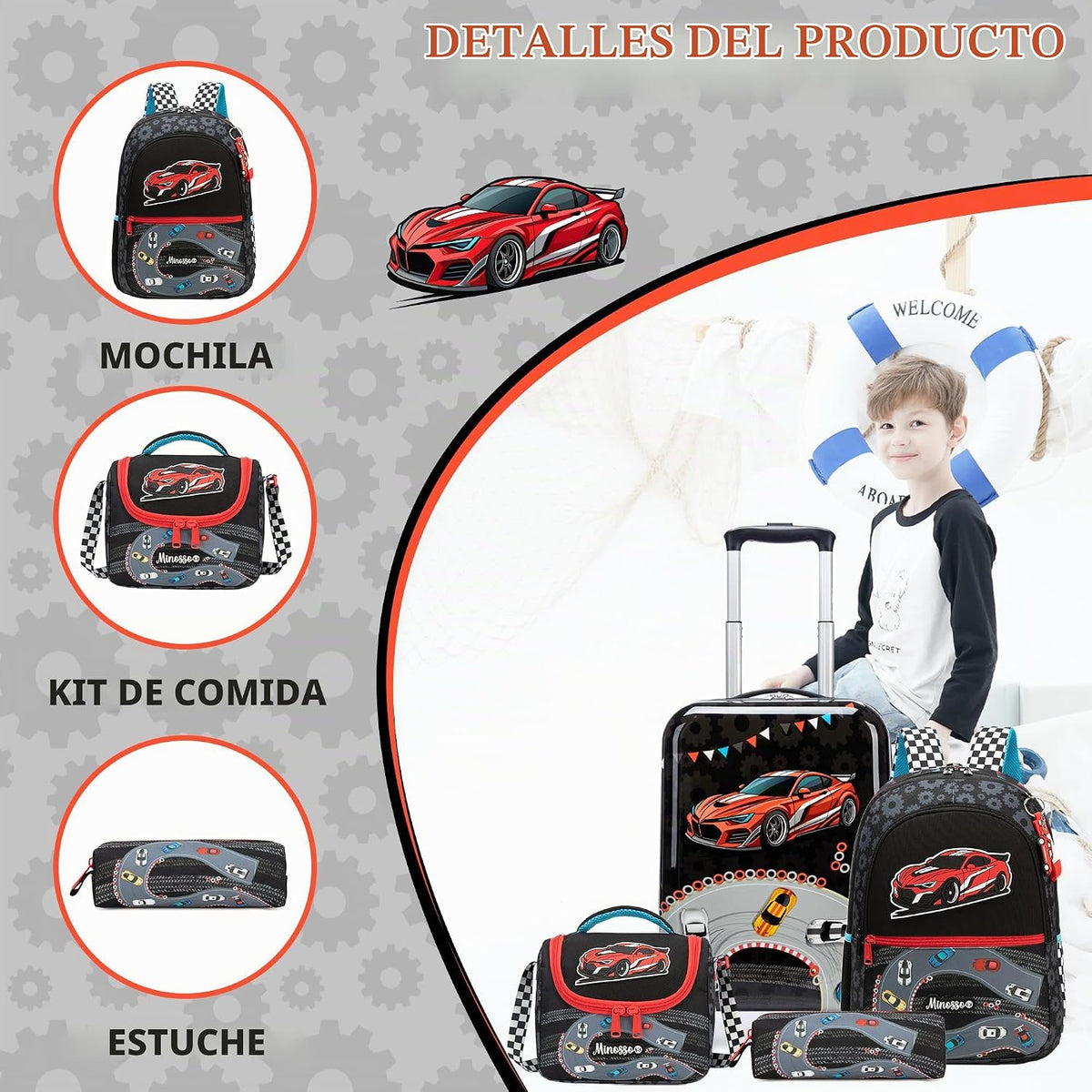 Juego de equipaje para niños Homskiii 5 piezas, juego de maletas de...