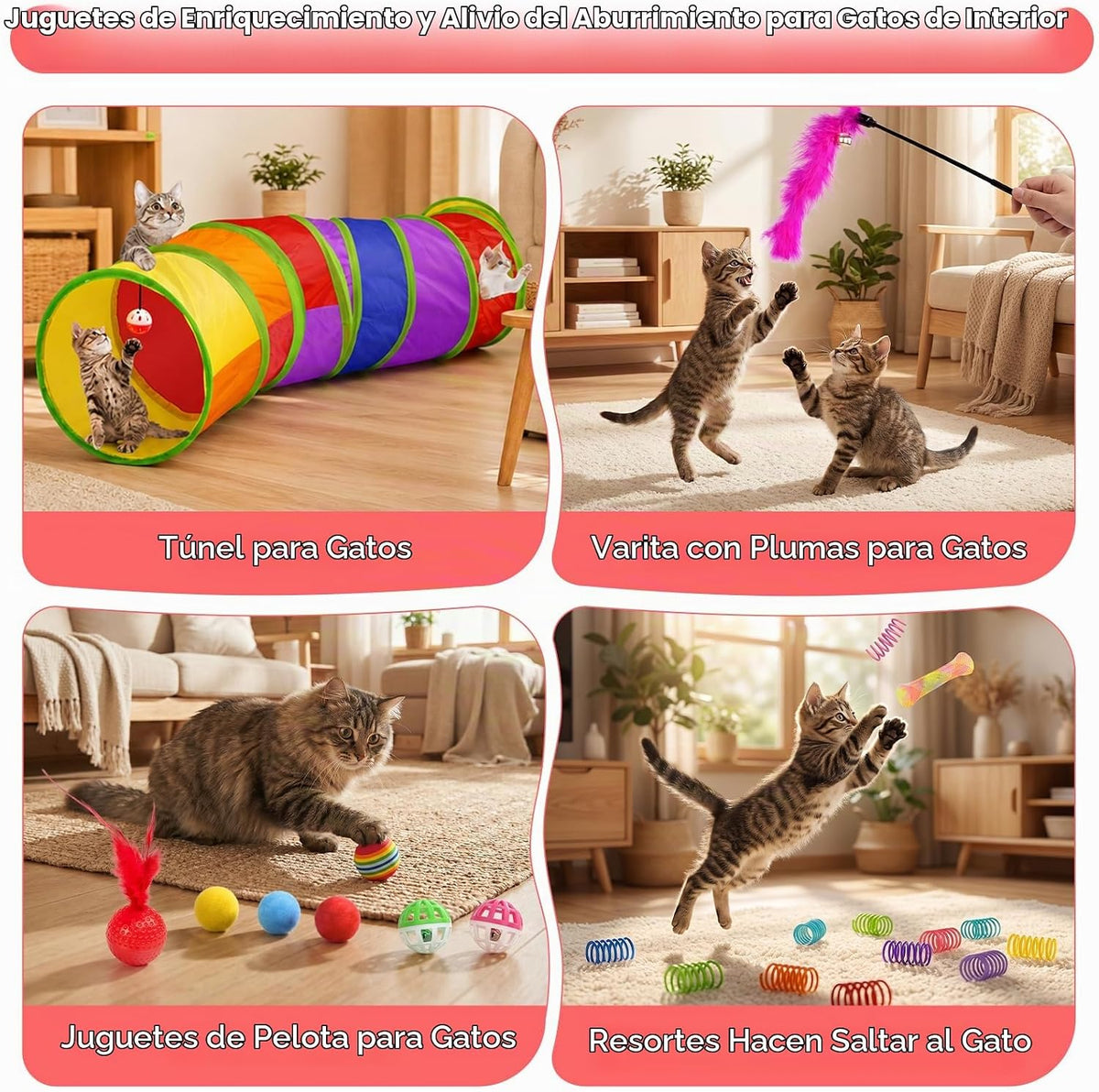 AILUKI Paquete variado de 33 juguetes para gatos de interior, juego...