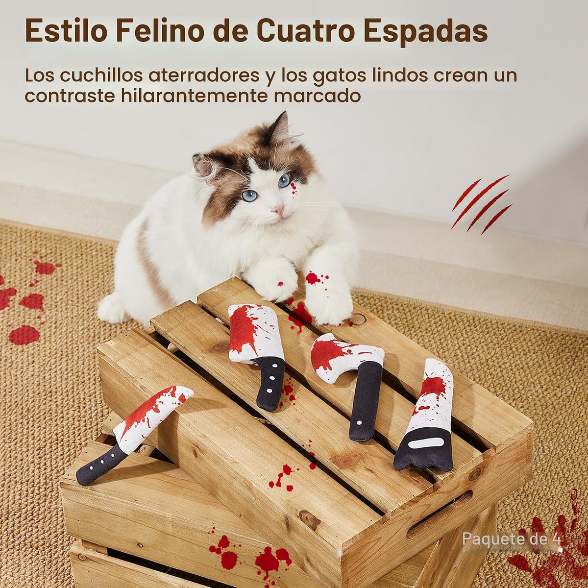Potaroma 4 Piezas Juguetes para Gatos, Terror de Halloween Juguetes...
