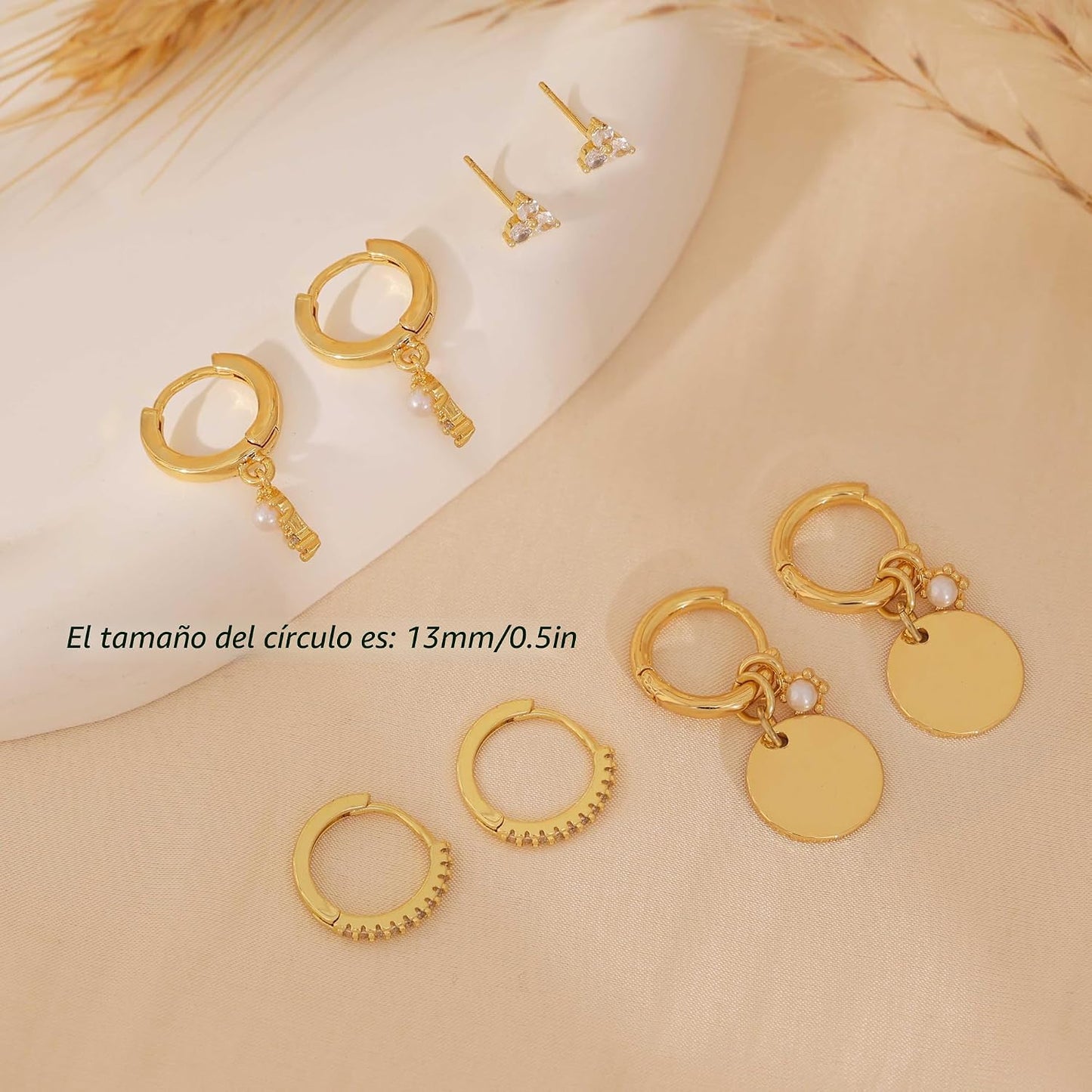 SELFROSE Aretes de oro para mujer, delicados aretes colgantes chapa...