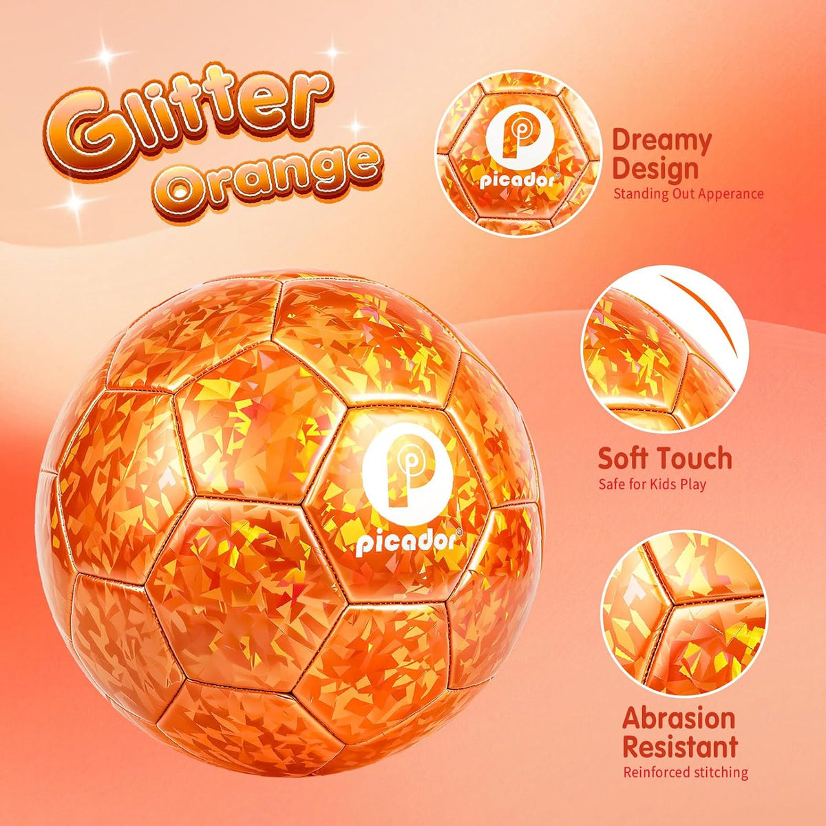 PP PICADOR Balón de fútbol tamaño 3, pelotas de fútbol con purpurin...