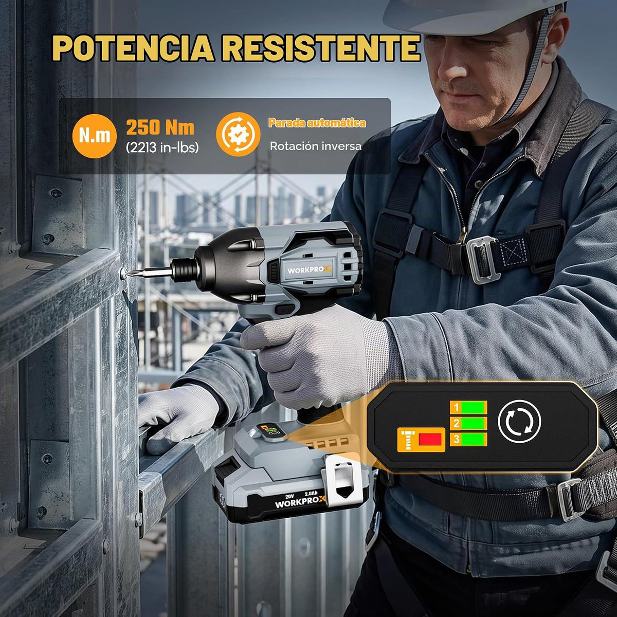 WORKPRO Kit combinado de taladro inalámbrico y destornillador de im...