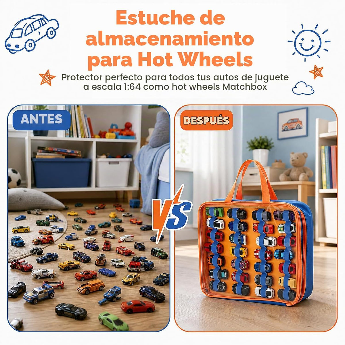 Estuche de transporte para almacenamiento de autos de juguete con 8...