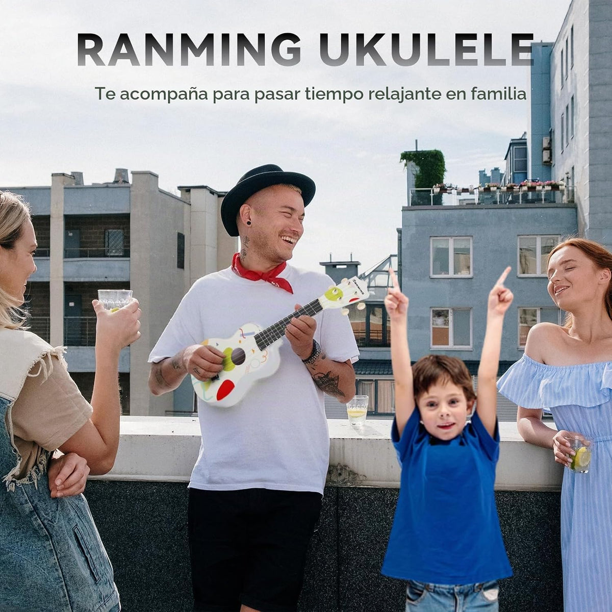 RANMING Ukelele ukelele de 21 pulgadas para niños, kit de iniciació...