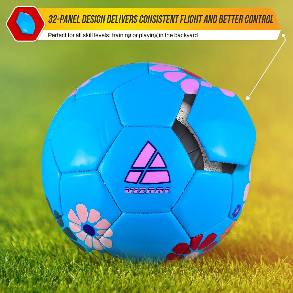 Balón de fútbol Vizari con flores