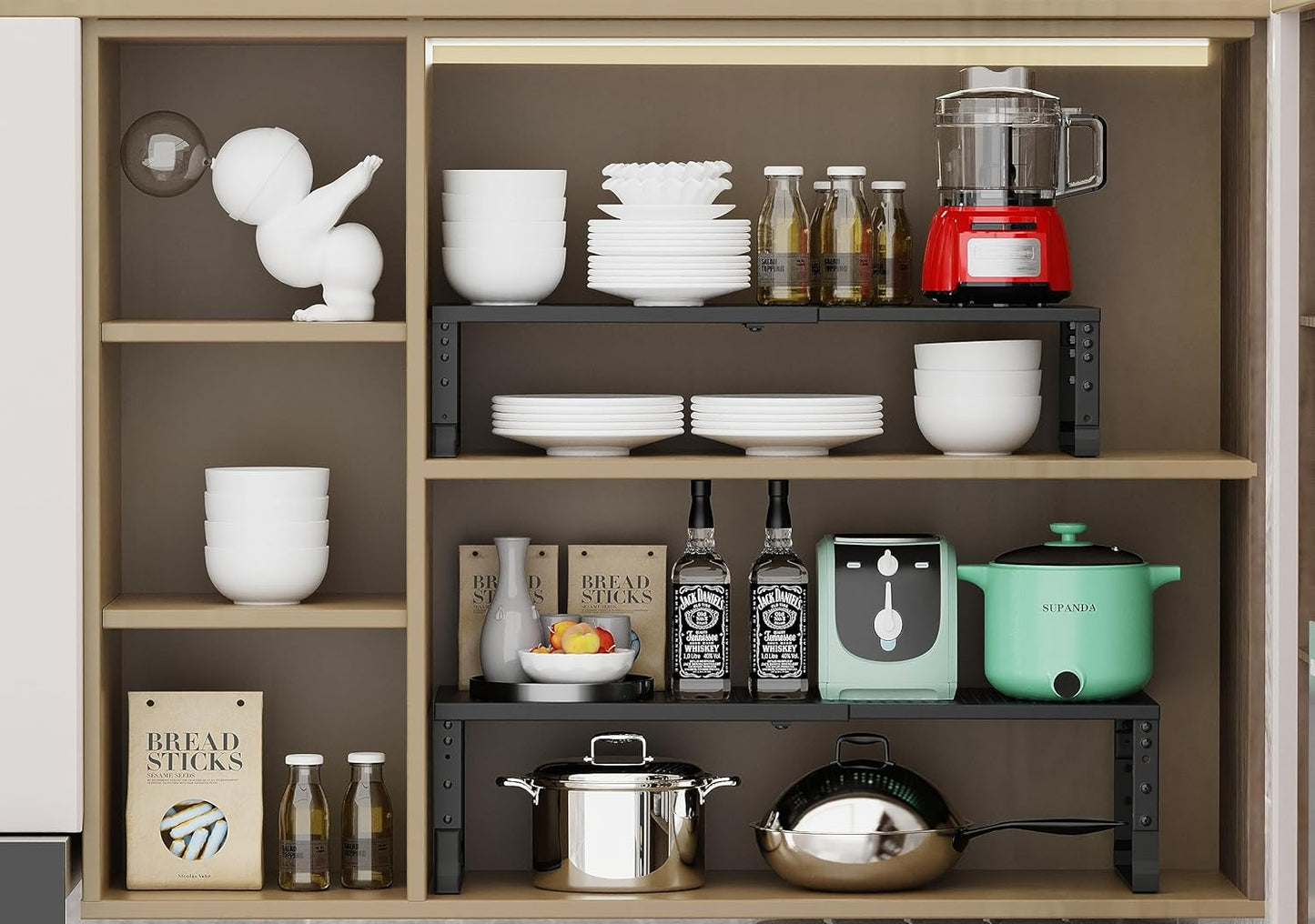 Jojocross Organizador de cocina apilable ajustable y expandible par...