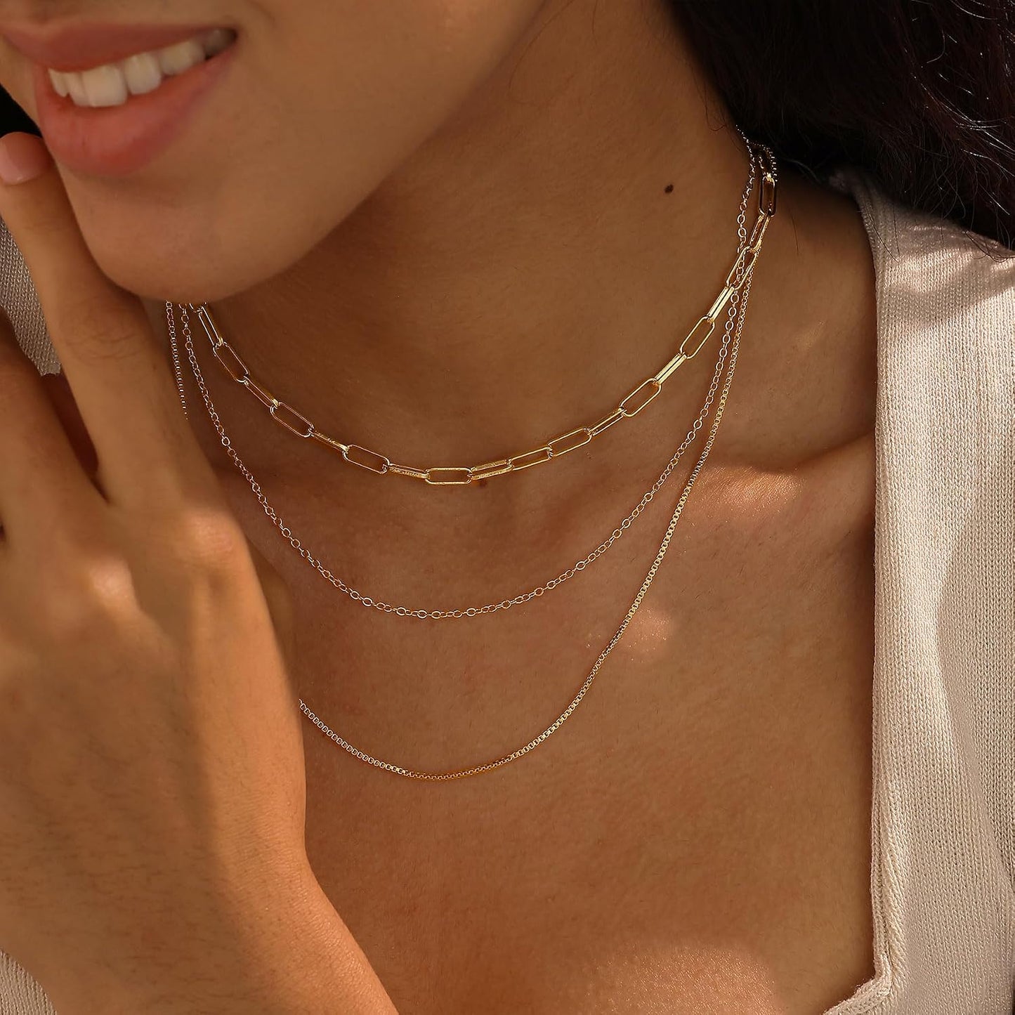 Fwlisesa Collares en capas para mujer, conjunto de collares de oro...
