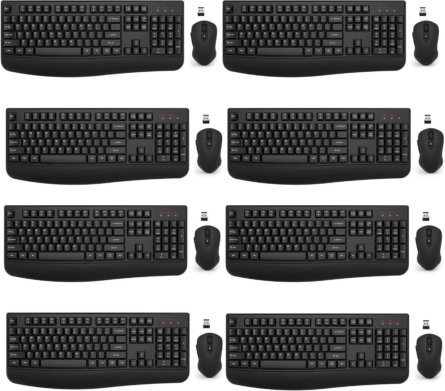 Combo de teclado y mouse inalámbricos, EDJO 2.4G, teclado ergonómic...