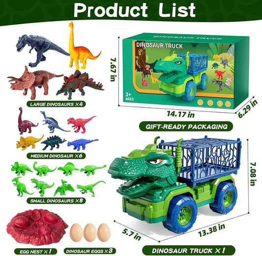 Guminnara Juego de Camión de Dinosaurio T-rex para Niños Pequeños 2...