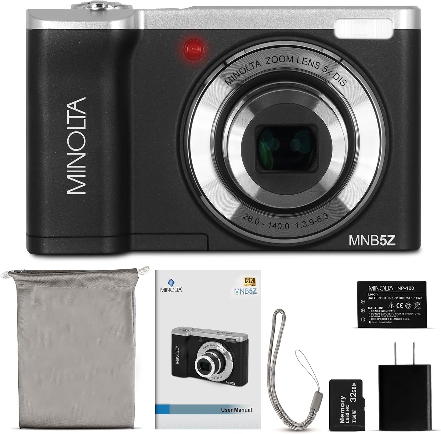 Minolta Cámara Digital de Doble Objetivo de 56 MP \u2013 Zoom Óptic...