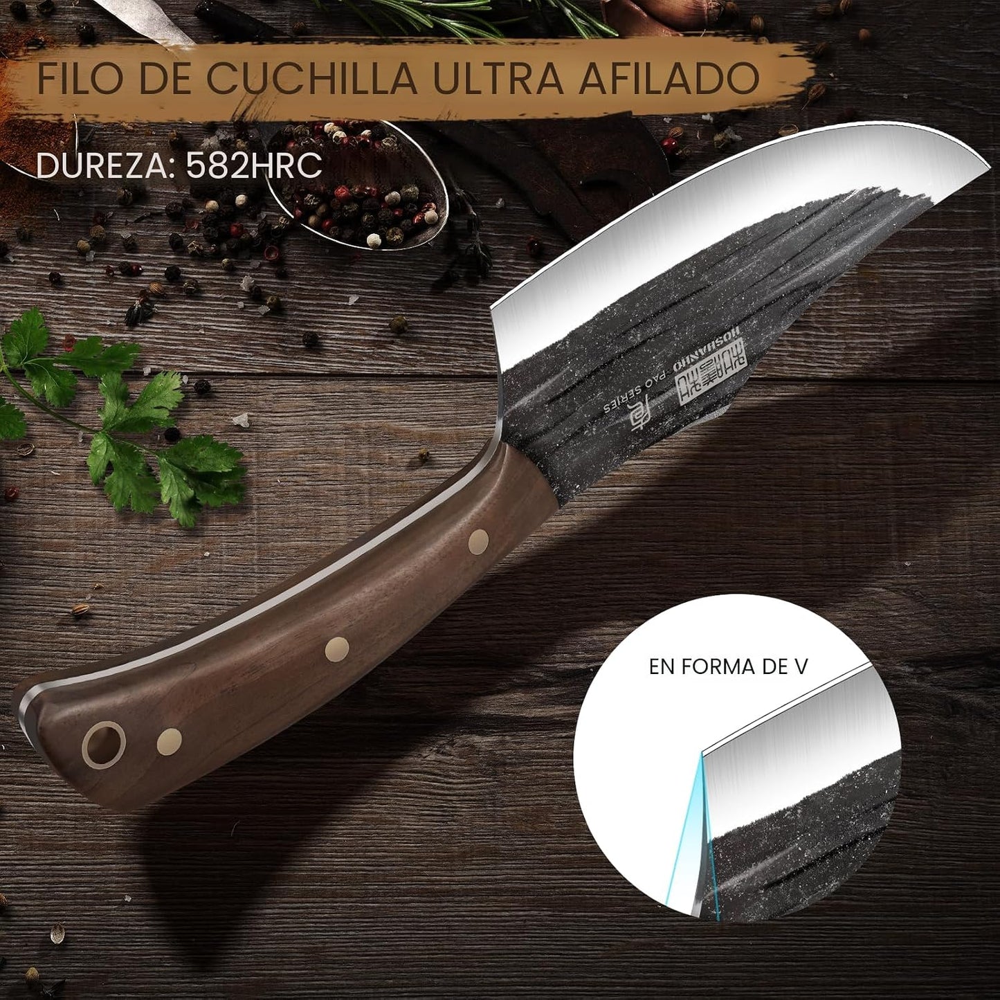 HOSHANHO Juego de cuchillos de carnicero, juego de cuchillos de coc...