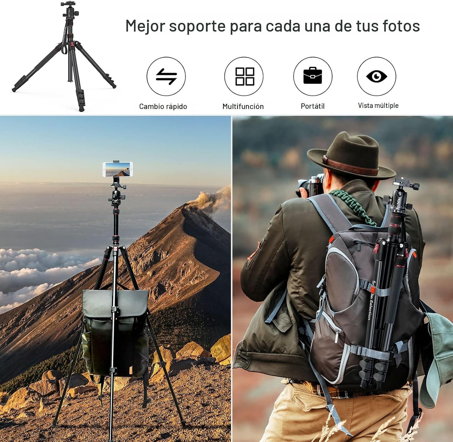 SmallRig Trípode para cámara, trípode\/monopie plegable de aluminio...