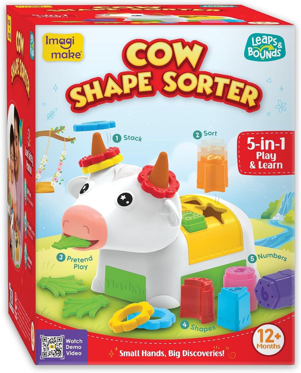 Imagimake Clasificador de formas de vaca | Juguetes para bebés de 1...