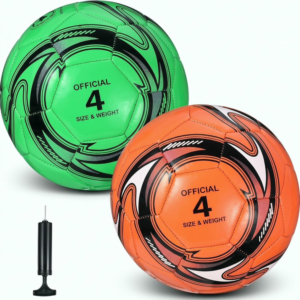 HyDren 2 pelotas de fútbol con inflador, tamaño oficial 4\/5, pelot...