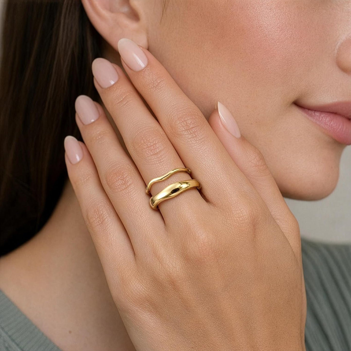 GoldGifts - Anillos apilables de oro para mujer sin deslustre, anil...